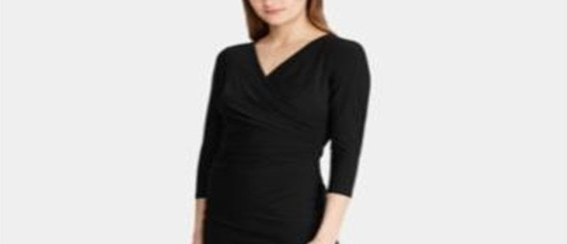 Vestido Ralph Lauren Feminino Manga 3/4 Manga Caída Preto Tamanho 0