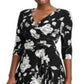 Vestido midi Ralph Lauren feminino, creme, floral, sobrepeliz, ajuste evasê, preto, tamanho 6