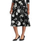 Vestido midi Ralph Lauren feminino, creme, floral, sobrepeliz, ajuste evasê, preto, tamanho 6
