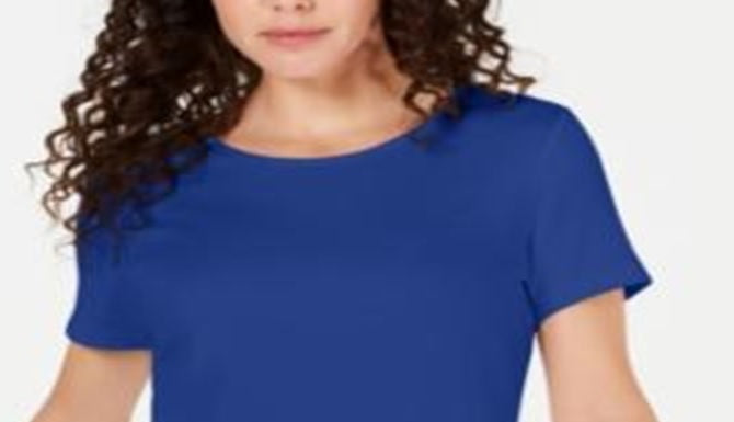 Camiseta feminina Karen Scott lisa azul tamanho XX-G