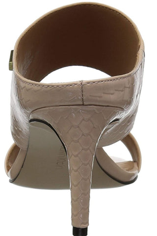 Sandálias femininas Calvin Klein Cecily Leather com bico aberto, casuais, bege, tamanho 10