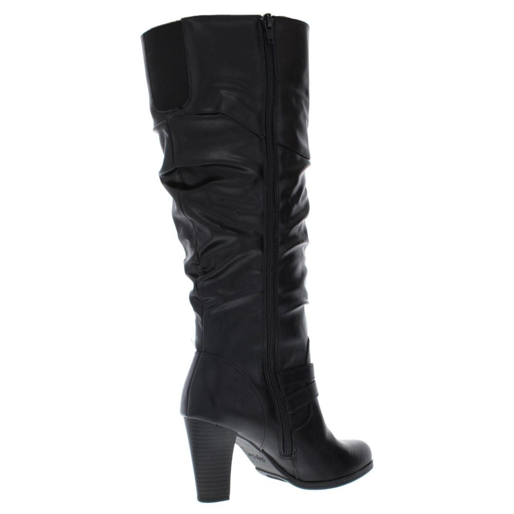 Botas de cano médio largas de couro sintético Sana da Style &amp; Co para mulheres, pretas, tamanho 6 M