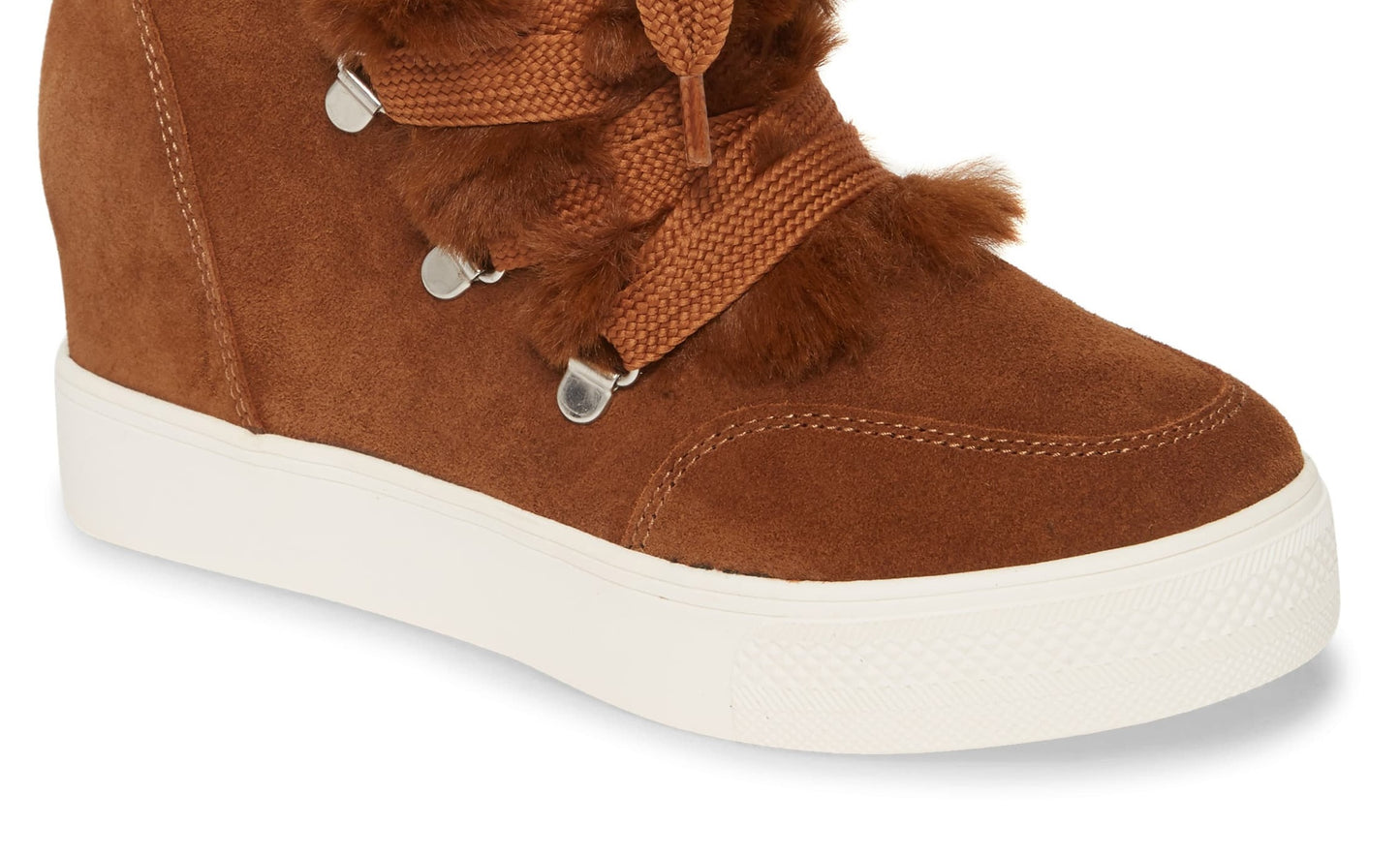 Botas de tênis femininas Steve Madden Wharton com forro de pele sintética, marrom, tamanho 7 M