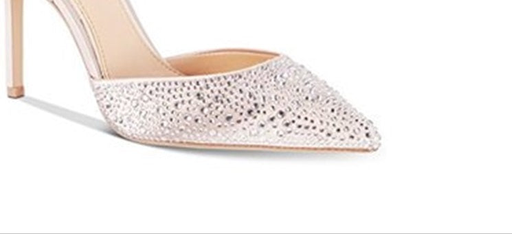 Badgley Mischka Scarpin Feminino Alexandra Embelezado Bico Fino Bege Champanhe Tamanho 7 M