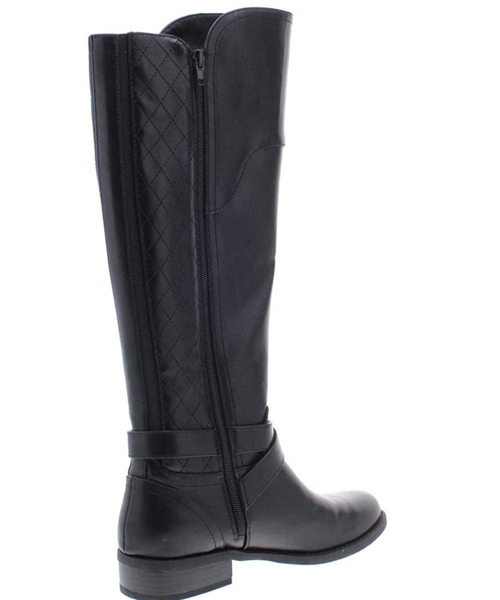 Botas de montaria femininas Guss Haydin de couro sintético até o joelho, pretas, tamanho 7,5 M