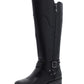 Botas de montaria femininas Guss Haydin de couro sintético até o joelho, pretas, tamanho 7,5 M