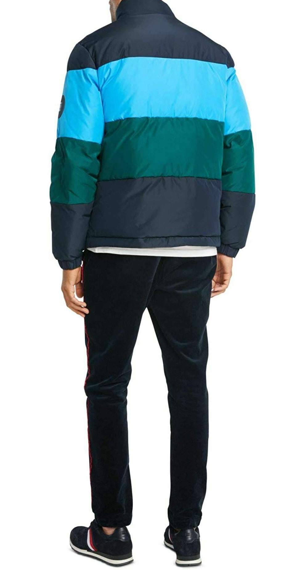 Jaqueta acolchoada Tommy Hilfiger masculina com blocos de cores, azul, tamanho XXL