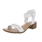 Sandálias femininas Sun + Stone Alectap com tira no tornozelo e salto branco, tamanho 9,5 M