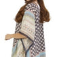 Poncho feminino Roberta Moorish Pattern com bordado à mão e borlas, tamanho único, azul, da Two's Company