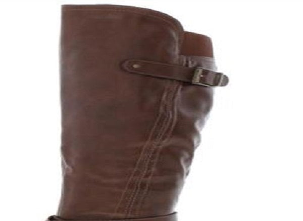 Botas femininas estilo &amp; co Mayy de couro sintético com fivela até o joelho, marrom, tamanho 6,5 M