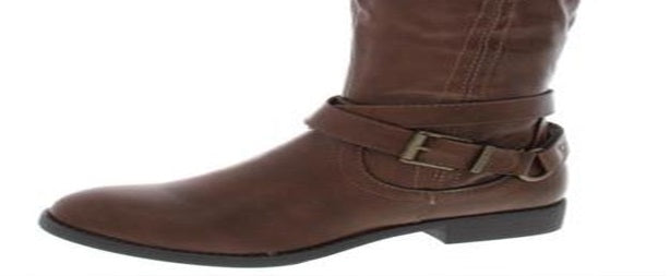 Botas femininas estilo &amp; co Mayy de couro sintético com fivela até o joelho, marrom, tamanho 6,5 M