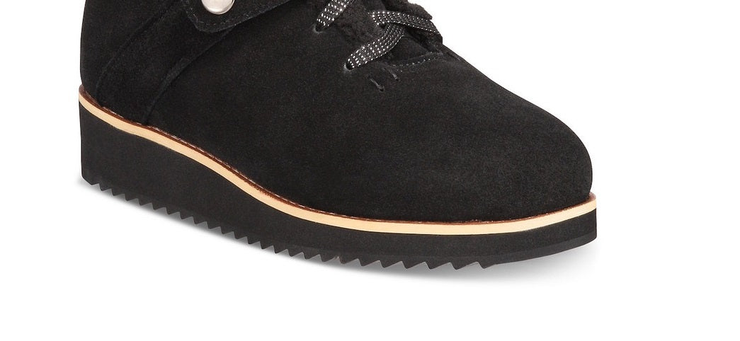 Botas femininas de couro Elissaa com bico fechado e cano curto para clima frio, estilo &amp; co, pretas, tamanho 8 M