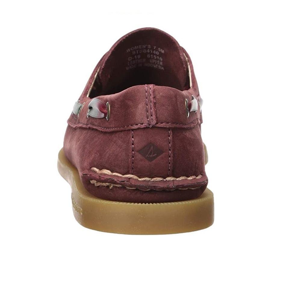 Sapatos náuticos femininos Sperry a/O 2-Eye Varsity Suede Sil, vinho, tamanho 9