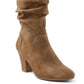 Botas femininas XOXO Slouch com salto alto marrom, tamanho 8,5