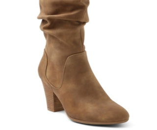 Botas femininas XOXO Slouch com salto alto marrom, tamanho 8,5