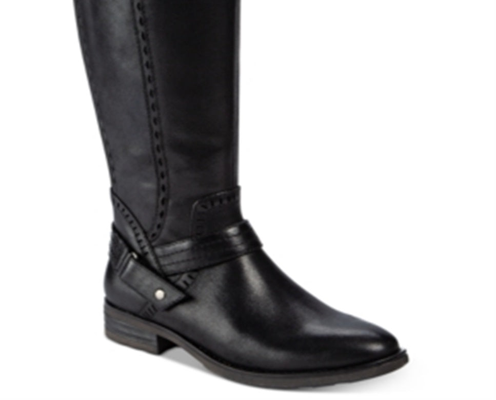 Botas de montaria femininas Baretraps Abram com corte a laser e técnica mista, pretas, tamanho 5 M