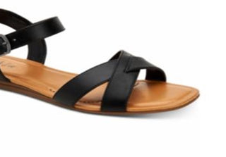Sandálias rasteiras femininas Style &amp; Co Antoniap com tiras no tornozelo, pretas, tamanho 6 M