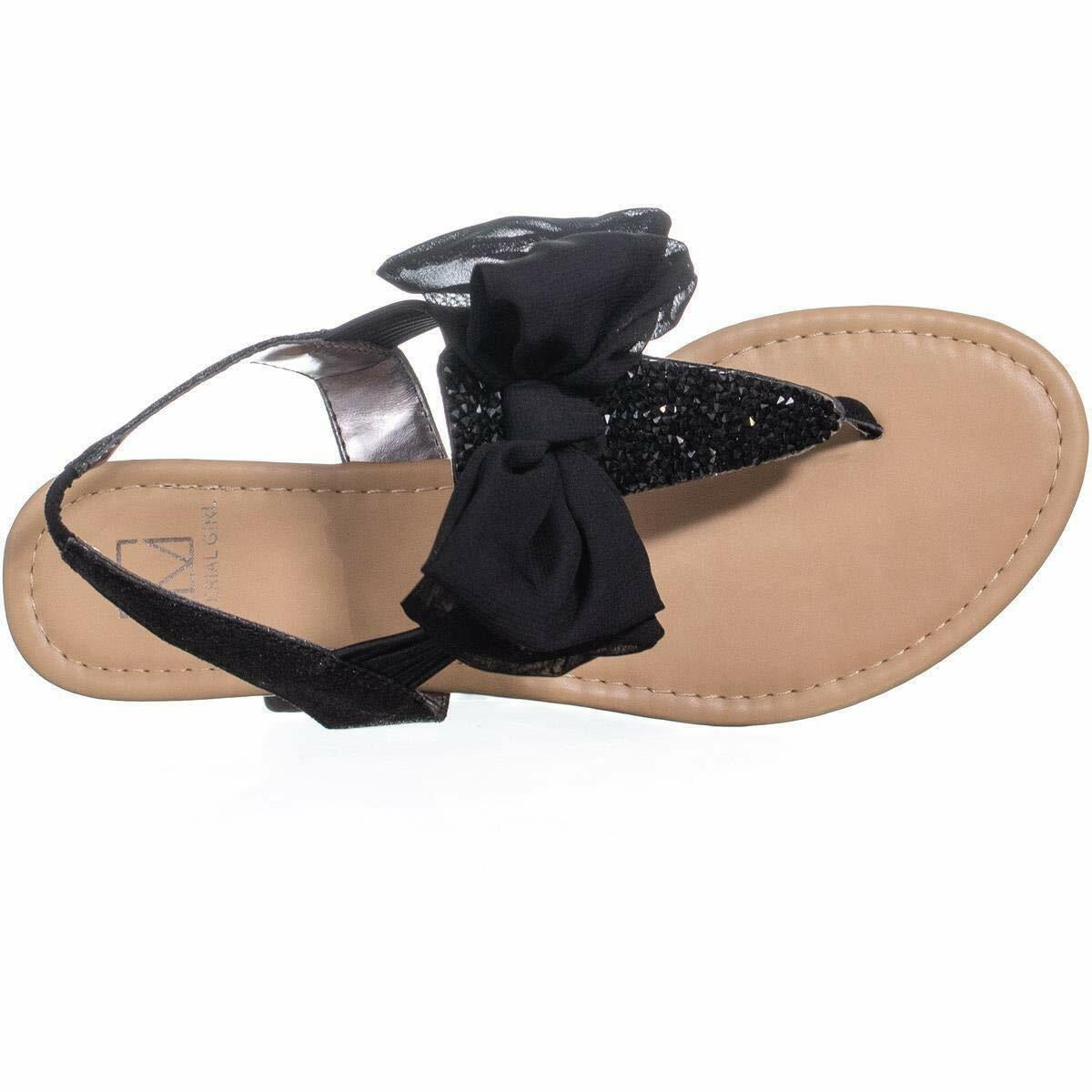 Material Girl Sandálias femininas Swan com bico aberto, casuais, pretas, tamanho 7,5 m