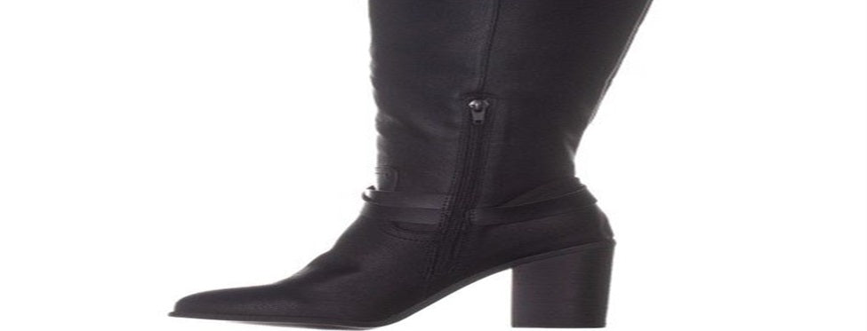 Botas femininas Madden Girl Edrea Almond Toe High Fashion, pretas, tamanho 8 M