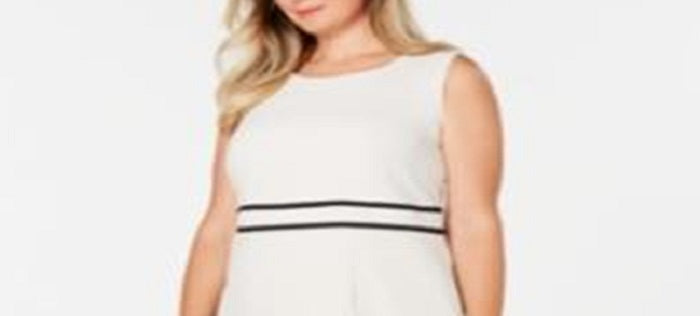 Vestido justo de crepe plus size feminino Kasper, branco, tamanho 14 W