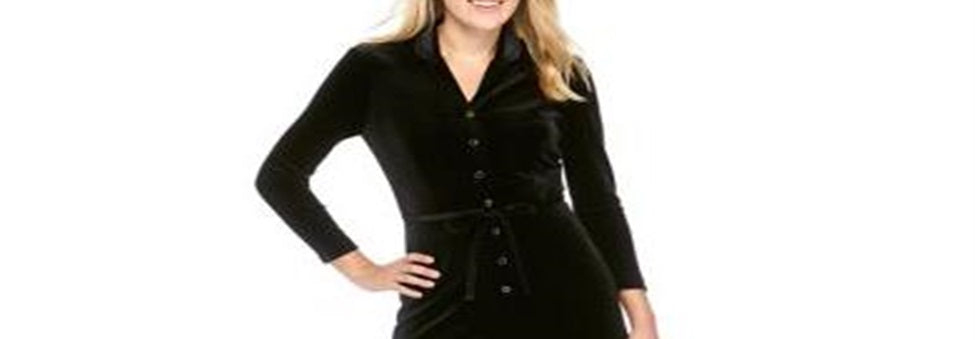Vestido de camisa midi com gola e manga 3/4 Anne Klein feminino, preto, tamanho 6, para usar no trabalho