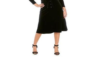 Vestido de camisa midi com gola e manga 3/4 Anne Klein feminino, preto, tamanho 6, para usar no trabalho