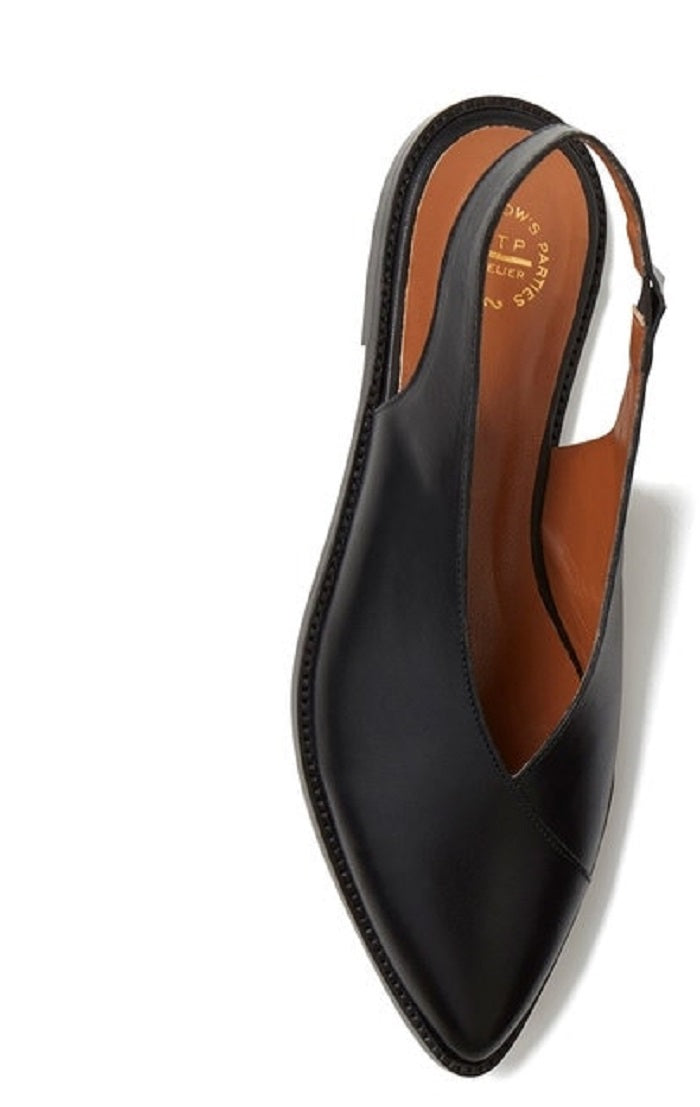Sapatos femininos ATP Atelier Bee Slingback Flats Pretos Tamanho 35