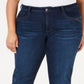 Jeans feminino estilo &amp; co com controle de barriga, perna reta, azul, tamanho 14W