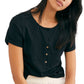 Top Henley Casual What's Up Crop Feminino da Free People Preto Tamanho Grande