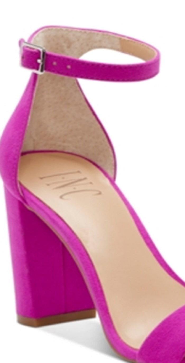 Sandálias sociais femininas INC International Concepts Lexini Microsuede com tira no tornozelo, roxas, tamanho 9, médio