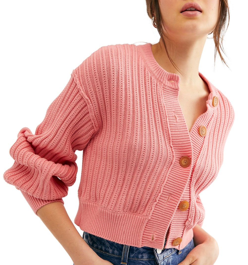 Cardigan feminino All Yours da Free People, rosa, tamanho médio