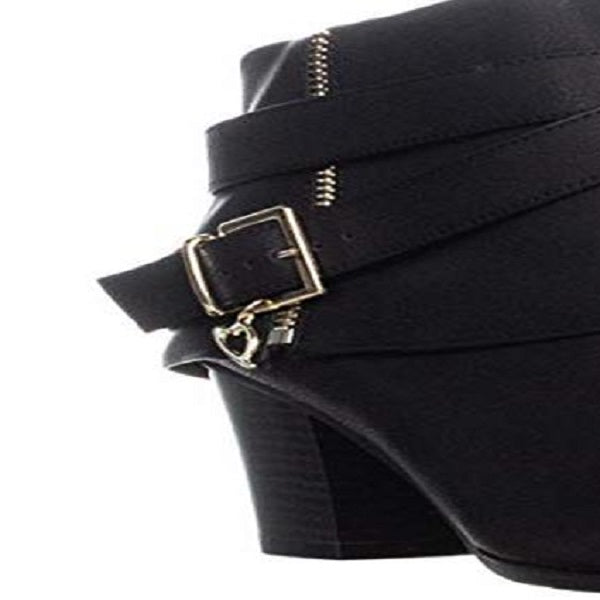 Botas femininas Thalia Sodi Tully de couro sintético com salto bloco, pretas, tamanho 5 M