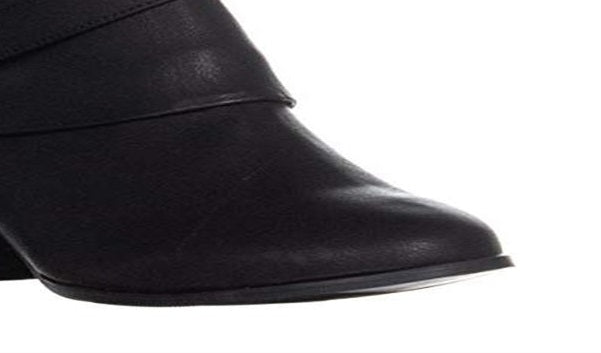 Botas femininas Thalia Sodi Tully de couro sintético com salto bloco, pretas, tamanho 5 M