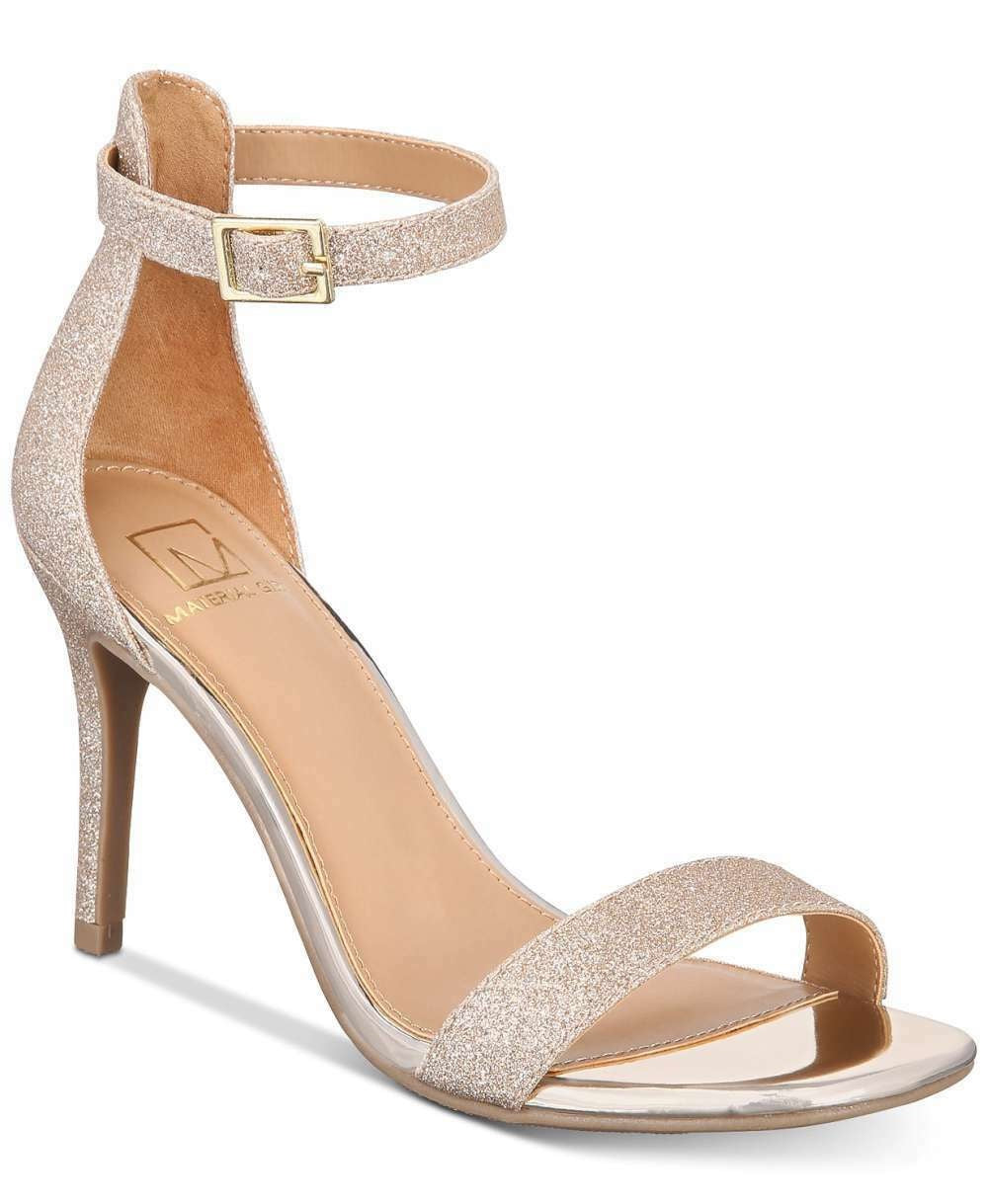 Material Girl Blaire Fabric Feminino Biqueira Aberta Tira no Tornozelo Clássico Sapatos Dourados Tamanho 9 M