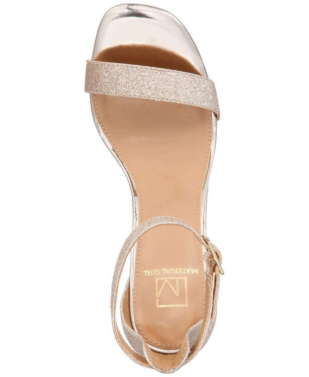 Material Girl Blaire Fabric Feminino Biqueira Aberta Tira no Tornozelo Clássico Sapatos Dourados Tamanho 9 M