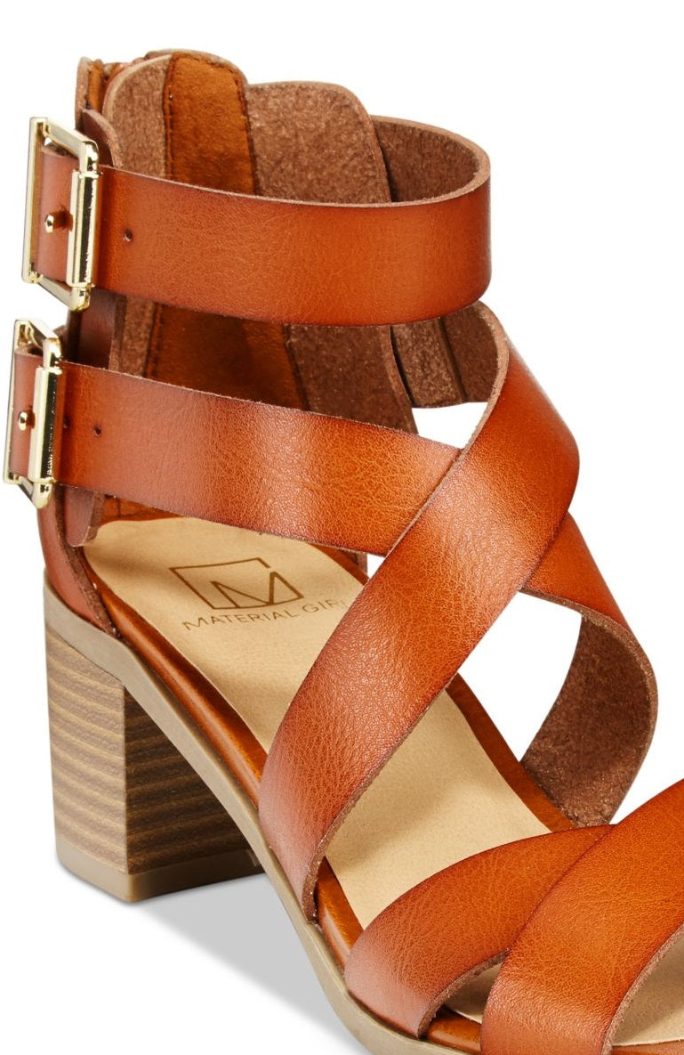 Material Girl Sandálias femininas Danee com tiras casuais e bico aberto, tamanho 10 M, marrom