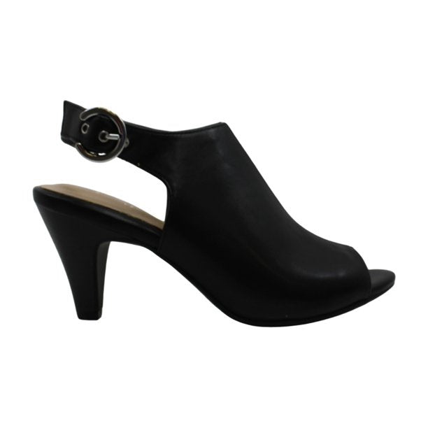 Alfani Jalen Fabric Scarpin Clássico com Tira no Tornozelo e Biqueira Aberta, Feminino, Preto, Tamanho 6 M