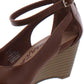 American Rag Miley Faux Leather Ankle Strap Wedges Marrom Tamanho 9,5M