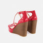 Jessica Simpson Samira Strappy Wedge Sandálias Sapatos Femininos Vermelho Brilhante Tamanho 6,5 M