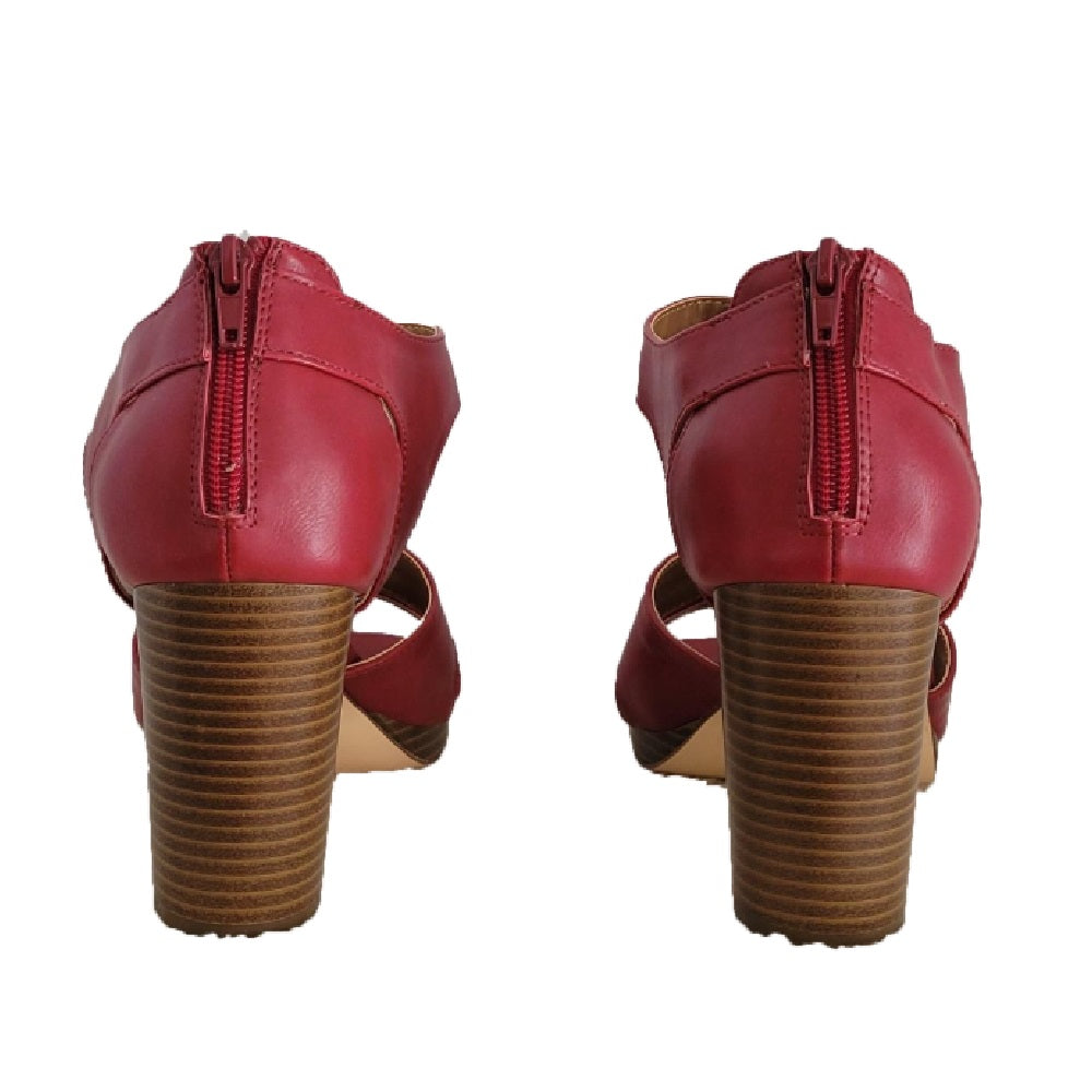 Sandálias femininas com recortes e salto bloco Ophelia da Style &amp; Co, vermelhas, tamanho 7M