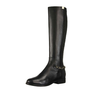 Cole Haan Women's Idina Stretch Boot Leather Round Toe Knee High Fashion Boots Black Size 5.5B