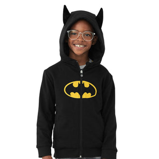 Moletons e moletons para meninos Cubcoats Batman Toy com capuz e zíper, preto