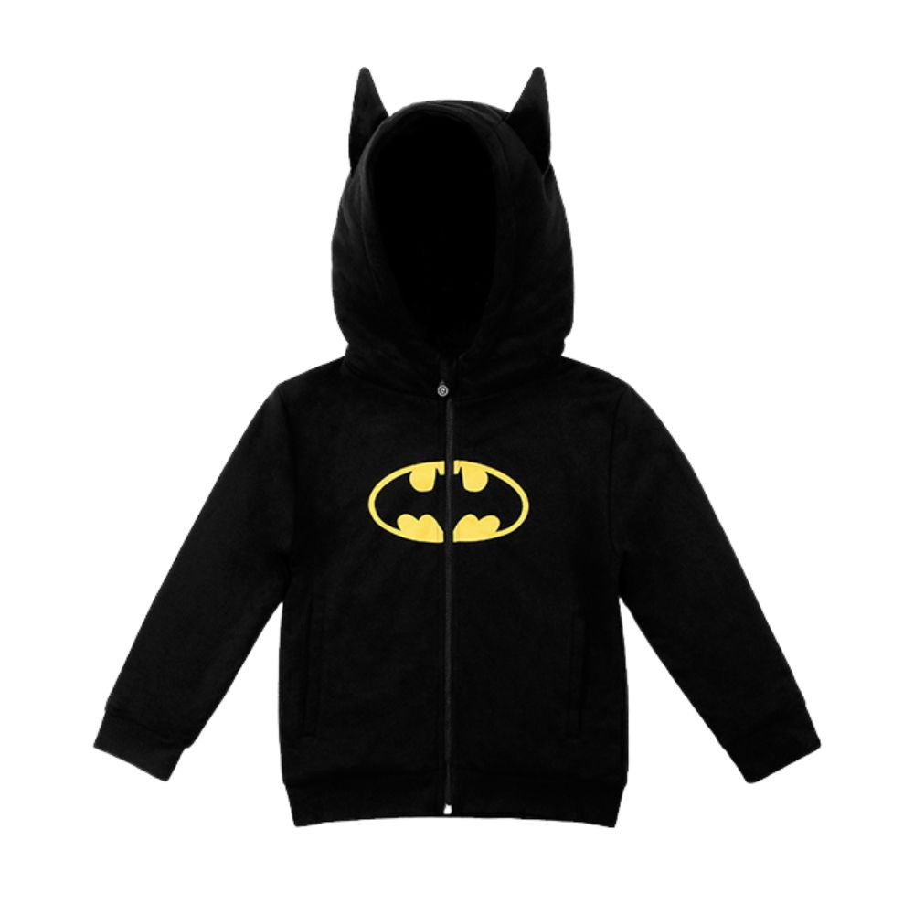 Moletons e moletons para meninos Cubcoats Batman Toy com capuz e zíper, preto