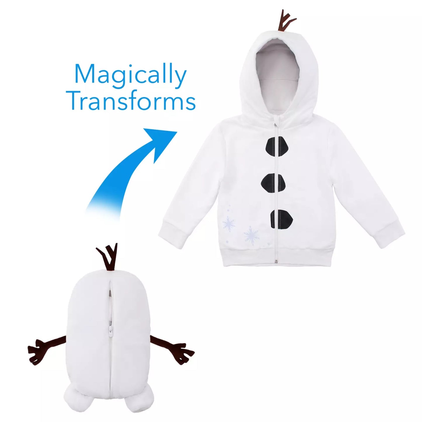 Cubcoats Olaf Frozen 2 em 1 infantil, moletom com zíper clássico transformador e pelúcia macia, branco