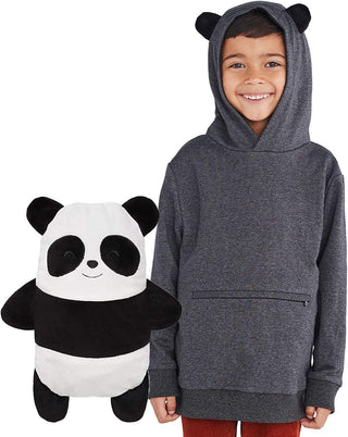 Cubcoats Papo the Panda 2 em 1 Transformando Pulôver com Moletom com Capuz e Pelúcia Macia Cinza Escuro