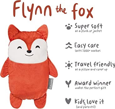 Camiseta infantil Cubcoats Flynn the Fox 2 em 1 com bicho de pelúcia laranja