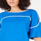 Blusa feminina Alfani com mangas bufantes e decote canoa, azul, tamanho pequeno