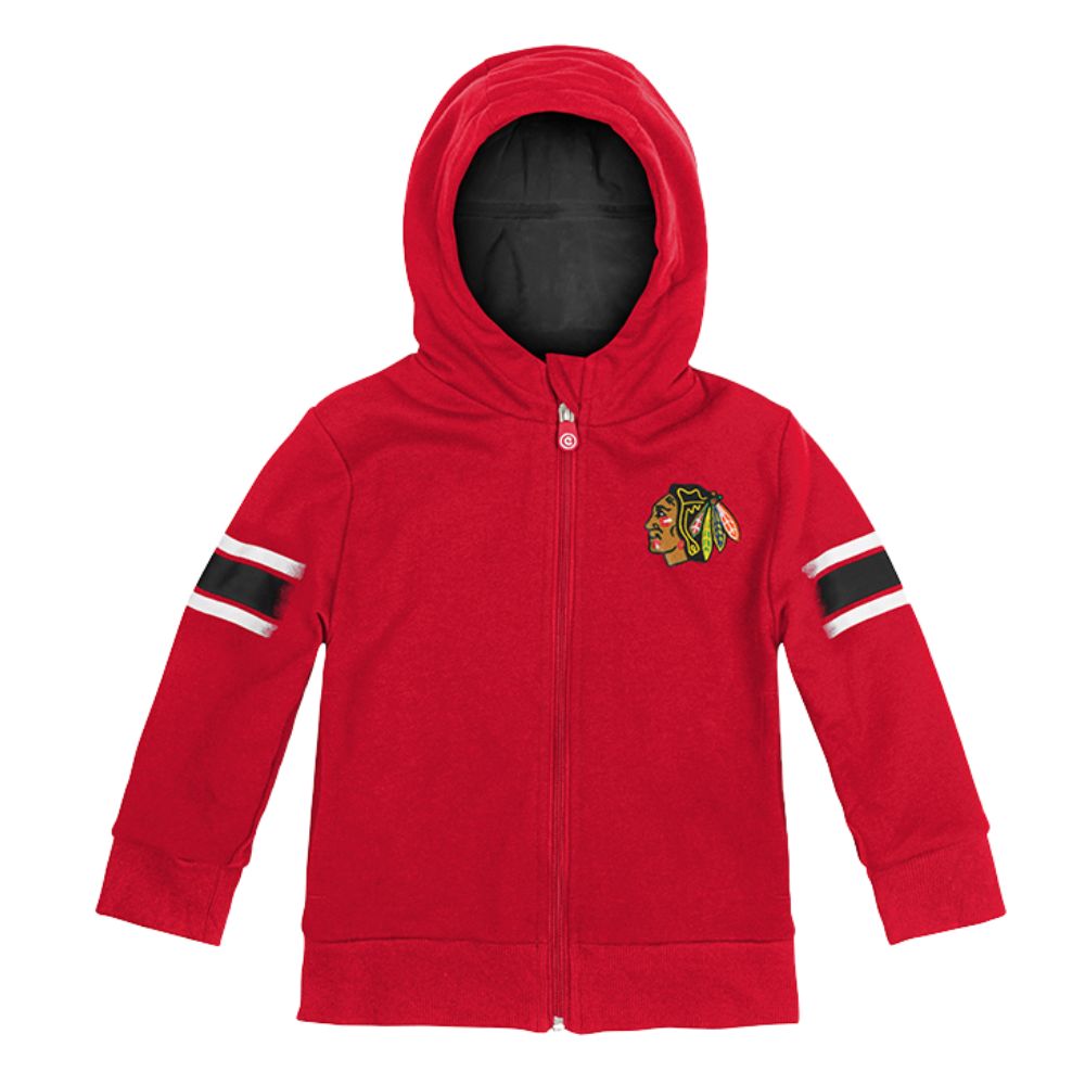Cubcoats Transforming 2 em 1 para crianças, unissex, pré-escolar, vermelho, Chicago Blackhawks, moletom com zíper completo e pelúcia macia, vermelho