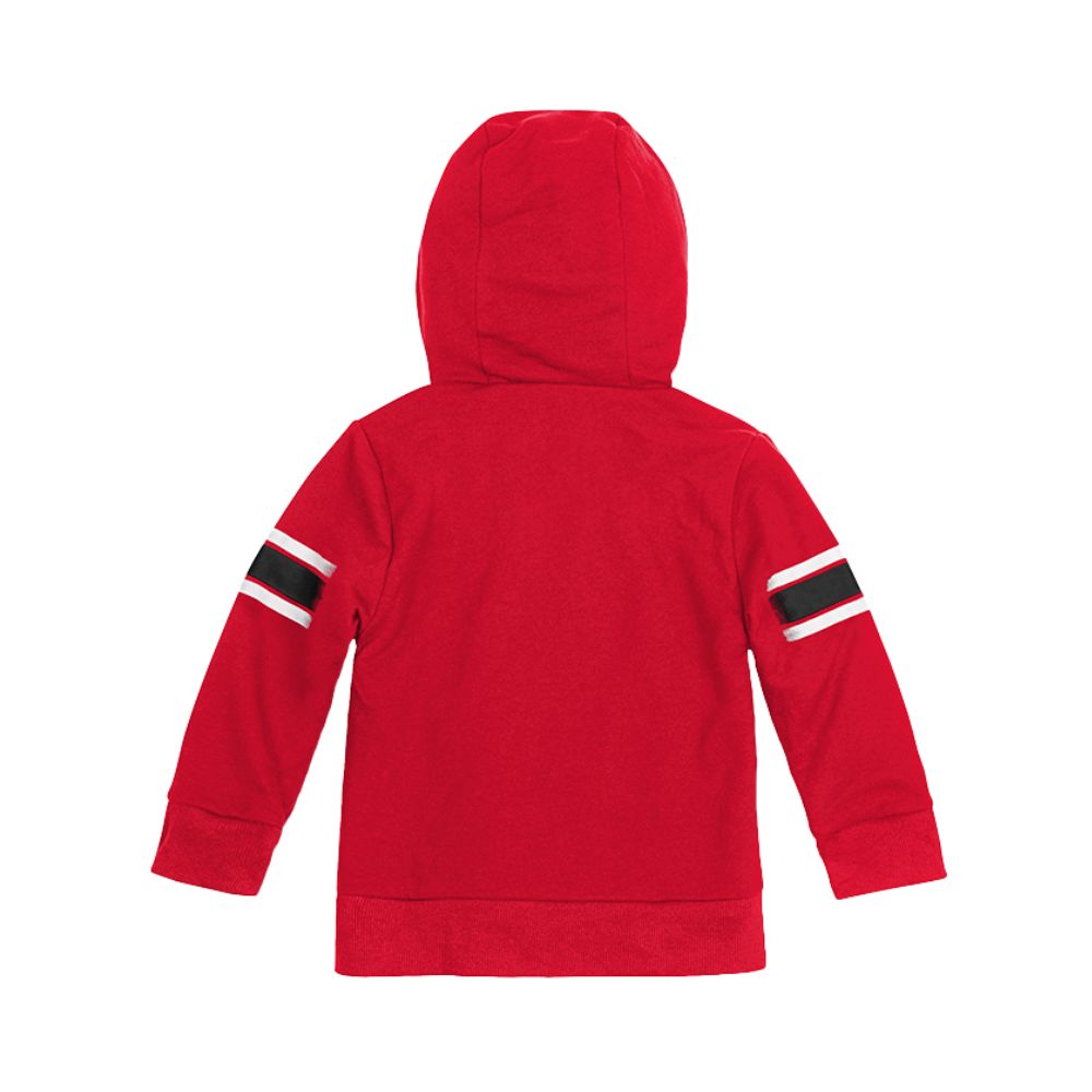 Cubcoats Transforming 2 em 1 para crianças, unissex, pré-escolar, vermelho, Chicago Blackhawks, moletom com zíper completo e pelúcia macia, vermelho