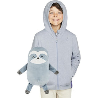Moletom com capuz infantil 2 em 1 com estampa de bicho de pelúcia, estilo preguiça, azul, da Cubcoats